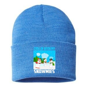 Chillin With My Snowmies Winter Christmas Scene Gift Sustainable Knit Beanie