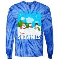 Chillin With My Snowmies Winter Christmas Scene Gift Tie-Dye Long Sleeve Shirt