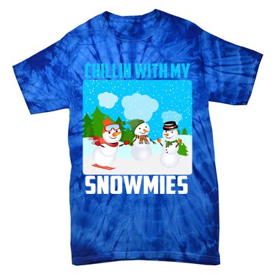 Chillin With My Snowmies Winter Christmas Scene Gift Tie-Dye T-Shirt