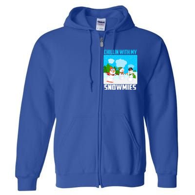 Chillin With My Snowmies Winter Christmas Scene Gift Full Zip Hoodie