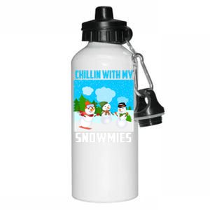 Chillin With My Snowmies Winter Christmas Scene Gift Aluminum Water Bottle