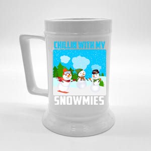 Chillin With My Snowmies Winter Christmas Scene Gift Beer Stein