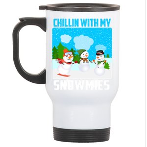 Chillin With My Snowmies Winter Christmas Scene Gift Stainless Steel Travel Mug