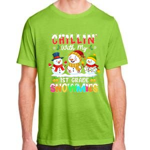 Chillin With My 1st Grade Snowmies Christmas Teacher Funny Gift Adult ChromaSoft Performance T-Shirt