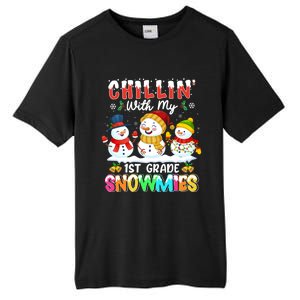 Chillin With My 1st Grade Snowmies Christmas Teacher Funny Gift Tall Fusion ChromaSoft Performance T-Shirt