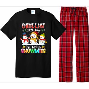 Chillin With My 1st Grade Snowmies Christmas Teacher Funny Gift Pajama Set