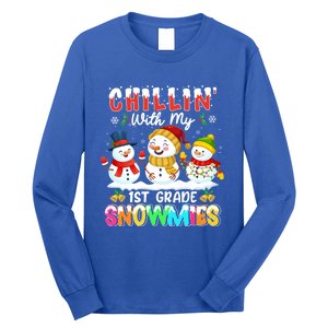 Chillin With My 1st Grade Snowmies Christmas Teacher Funny Gift Long Sleeve Shirt