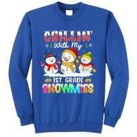 Chillin With My 1st Grade Snowmies Christmas Teacher Funny Gift Sweatshirt