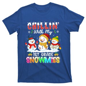 Chillin With My 1st Grade Snowmies Christmas Teacher Funny Gift T-Shirt