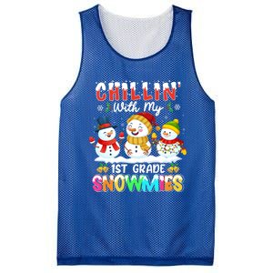 Chillin With My 1st Grade Snowmies Christmas Teacher Funny Gift Mesh Reversible Basketball Jersey Tank