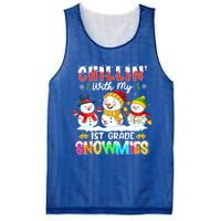 Chillin With My 1st Grade Snowmies Christmas Teacher Funny Gift Mesh Reversible Basketball Jersey Tank