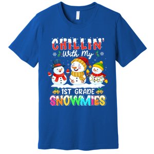 Chillin With My 1st Grade Snowmies Christmas Teacher Funny Gift Premium T-Shirt