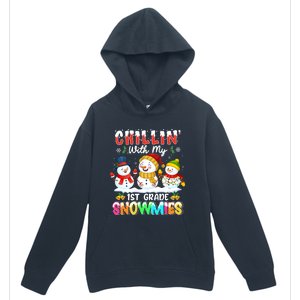 Chillin With My 1st Grade Snowmies Christmas Teacher Funny Gift Urban Pullover Hoodie