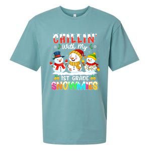 Chillin With My 1st Grade Snowmies Christmas Teacher Funny Gift Sueded Cloud Jersey T-Shirt