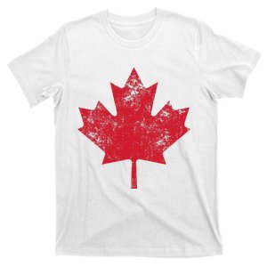 Canada Women Men Distressed Red Maple Leaf Canada Day T-Shirt