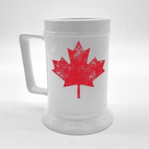 Canada Women Men Distressed Red Maple Leaf Canada Day Beer Stein