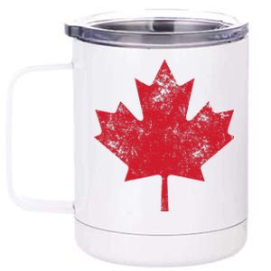 Canada Women Men Distressed Red Maple Leaf Canada Day 12 oz Stainless Steel Tumbler Cup