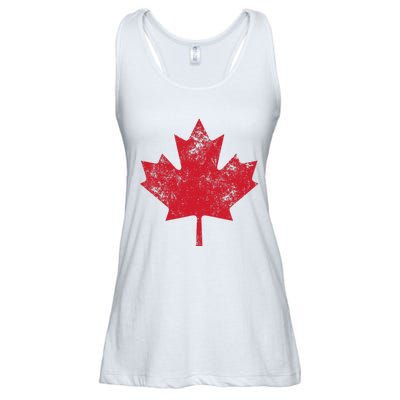 Canada Women Men Distressed Red Maple Leaf Canada Day Ladies Essential Flowy Tank