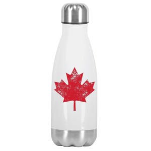 Canada Women Men Distressed Red Maple Leaf Canada Day Stainless Steel Insulated Water Bottle