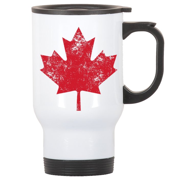 Canada Women Men Distressed Red Maple Leaf Canada Day Stainless Steel Travel Mug