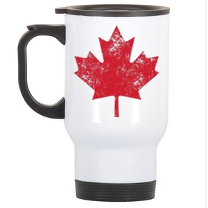 Canada Women Men Distressed Red Maple Leaf Canada Day Stainless Steel Travel Mug