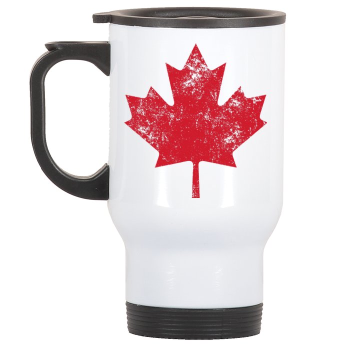 Canada Women Men Distressed Red Maple Leaf Canada Day Stainless Steel Travel Mug