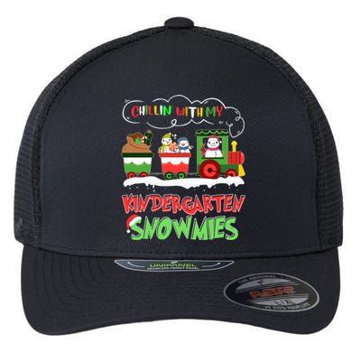 Chillin With My Kindergarten Snowmies Christmas Teacher Gift Flexfit Unipanel Trucker Cap