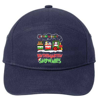 Chillin With My Kindergarten Snowmies Christmas Teacher Gift 7-Panel Snapback Hat