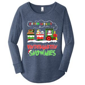 Chillin With My Kindergarten Snowmies Christmas Teacher Gift Women's Perfect Tri Tunic Long Sleeve Shirt