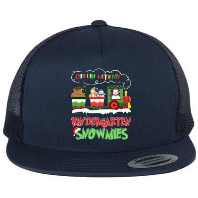 Chillin With My Kindergarten Snowmies Christmas Teacher Gift Flat Bill Trucker Hat