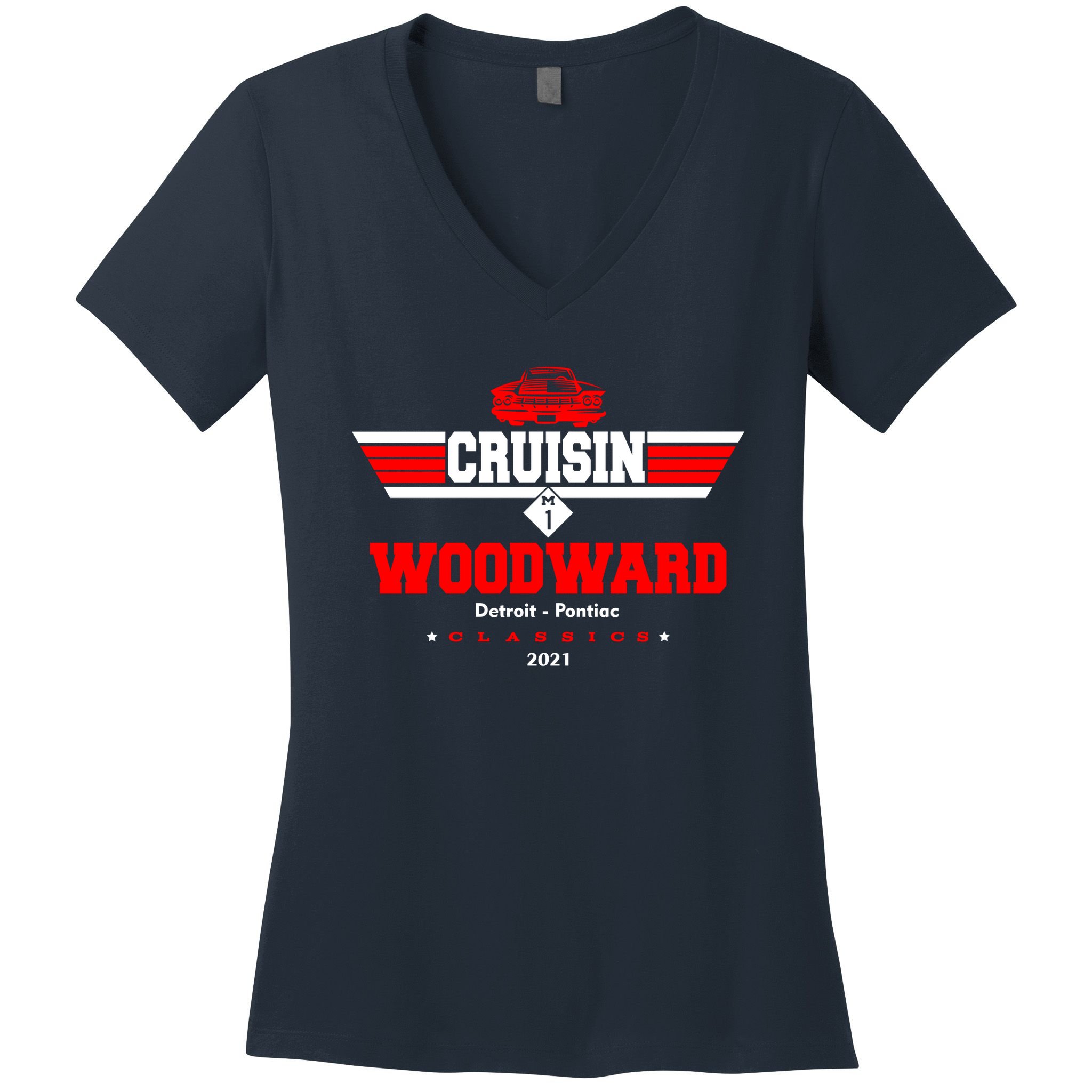 Cruisin Woodward M1 Classics 2021 Women's V-Neck T-Shirt