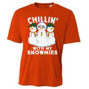 Chillin With My Snowmies Christmas Holiday Great Gift Cooling Performance Crew T-Shirt