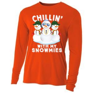 Chillin With My Snowmies Christmas Holiday Great Gift Cooling Performance Long Sleeve Crew