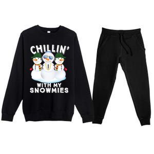 Chillin With My Snowmies Christmas Holiday Great Gift Premium Crewneck Sweatsuit Set