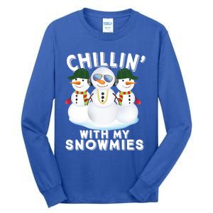 Chillin With My Snowmies Christmas Holiday Great Gift Tall Long Sleeve T-Shirt