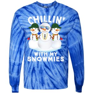 Chillin With My Snowmies Christmas Holiday Great Gift Tie-Dye Long Sleeve Shirt