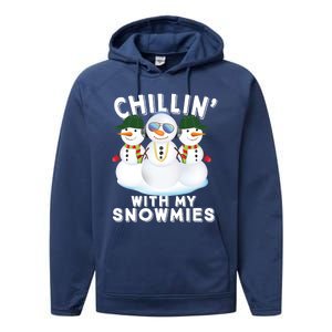 Chillin With My Snowmies Christmas Holiday Great Gift Performance Fleece Hoodie