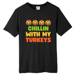 Chillin With My Turkeys Funny Thanksgiving Tall Fusion ChromaSoft Performance T-Shirt