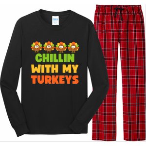 Chillin With My Turkeys Funny Thanksgiving Long Sleeve Pajama Set