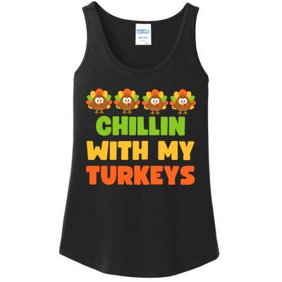 Chillin With My Turkeys Funny Thanksgiving Ladies Essential Tank