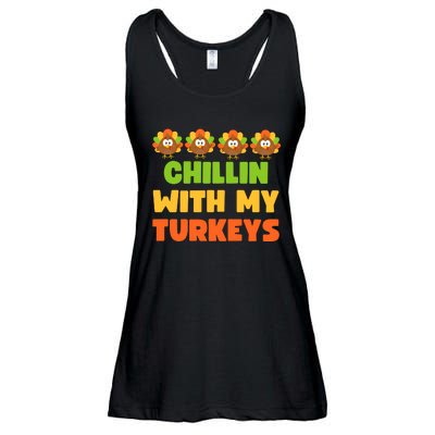 Chillin With My Turkeys Funny Thanksgiving Ladies Essential Flowy Tank