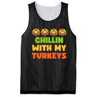 Chillin With My Turkeys Funny Thanksgiving Mesh Reversible Basketball Jersey Tank