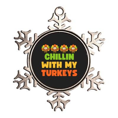 Chillin With My Turkeys Funny Thanksgiving Metallic Star Ornament