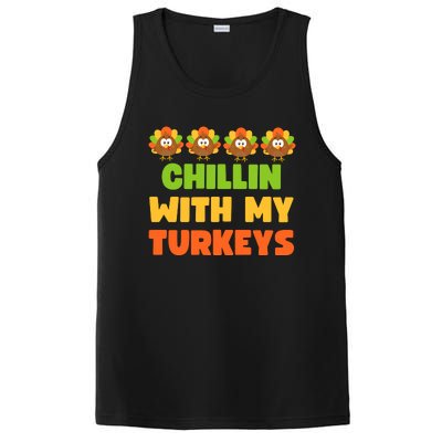 Chillin With My Turkeys Funny Thanksgiving PosiCharge Competitor Tank