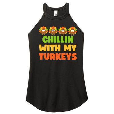 Chillin With My Turkeys Funny Thanksgiving Women's Perfect Tri Rocker Tank