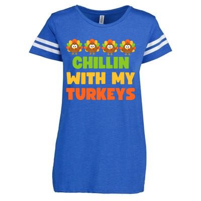 Chillin With My Turkeys Funny Thanksgiving Enza Ladies Jersey Football T-Shirt