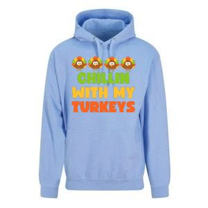 Chillin With My Turkeys Funny Thanksgiving Unisex Surf Hoodie