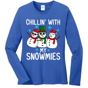 Chillin With My Snowmies Funny Christmas Group Outfits Cool Gift Ladies Long Sleeve Shirt