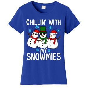 Chillin With My Snowmies Funny Christmas Group Outfits Cool Gift Women's T-Shirt