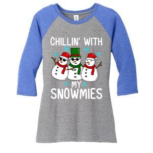 Chillin With My Snowmies Funny Christmas Group Outfits Cool Gift Women's Tri-Blend 3/4-Sleeve Raglan Shirt